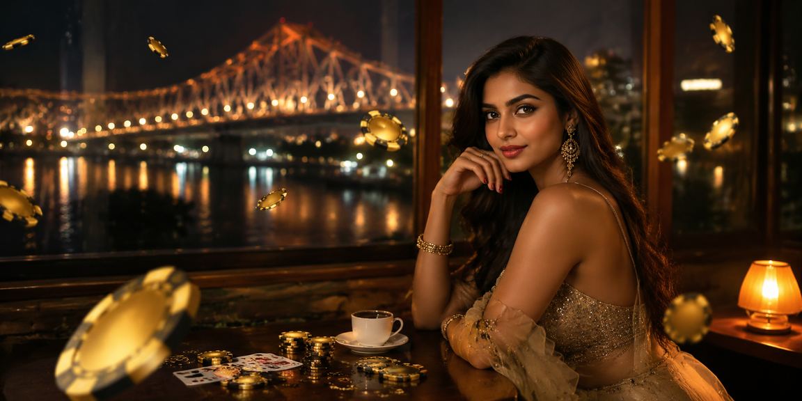 Kolkata Howrah Bridge with poker and Bollywood theme