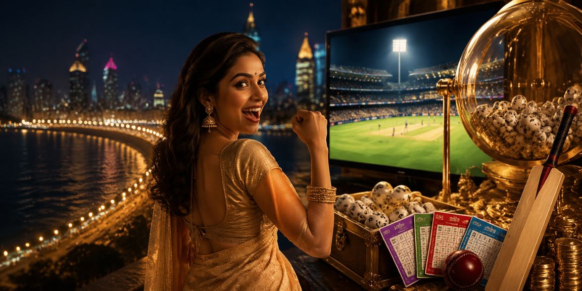 Evening view of Mumbai Marine Drive, India highlighting cricket betting theme